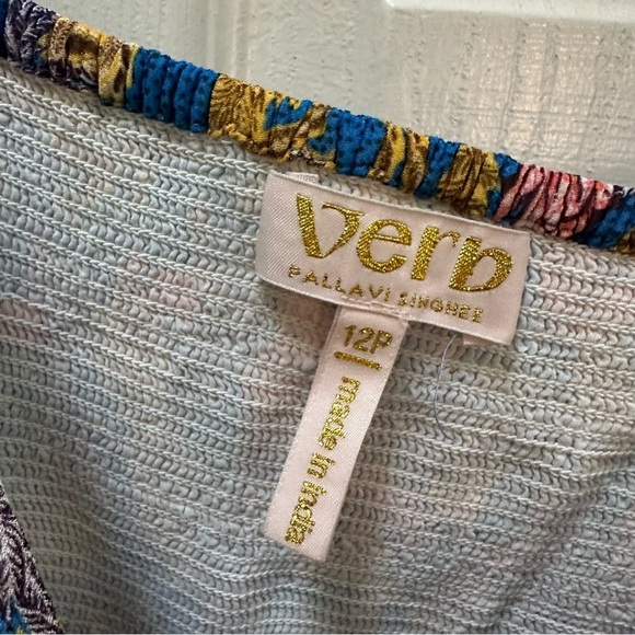 Anthropologie Verb Vineyard Tiered Maxi Dress Size 12 p blue floral v neck - Picture 4 of 9